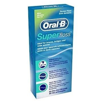 (DE) Oral B, Super Floss, Nić dentystyczna, 50 odcinków nici (PRODUKT Z NIE