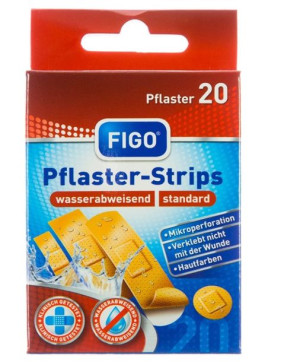 (DE) Figo, Plastry wodoodporne, 4 rozmiary, 20 sztuk (PRODUKT Z NIEMIEC)