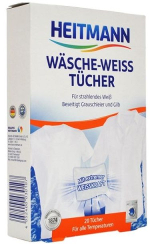 (DE) Heitmann, Chusteczki wybielające, 20 sztuk (PRODUKT Z NIEMIEC)