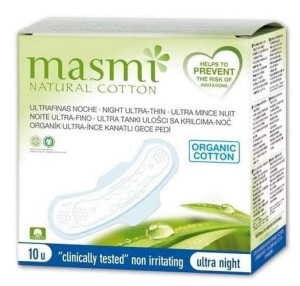 (DE) MasMI, Natural Cotton, Ultra Night, Podpaski ze skrzydełkami, 10 sztuk
