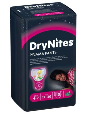 (DE) Huggies, DryNites, Chłonne pieluchy dla dziewczynek, 4-7 lat, 17-30kg,