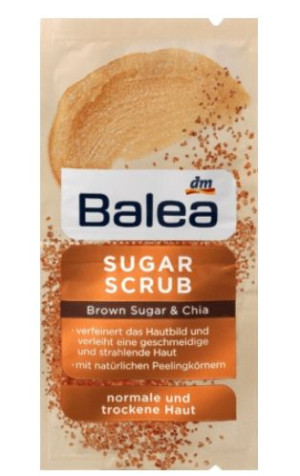 (DE) Balea, Peeling cukrowy Brązowy cukier i Chia, 16ml (PRODUKT Z NIEMIEC)
