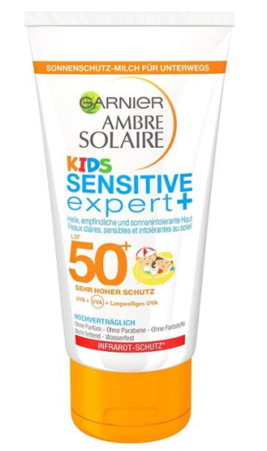 (DE) Garnier Ambre Solaire, Mleczko do opalania dla dzieci SPF50+, szybko s
