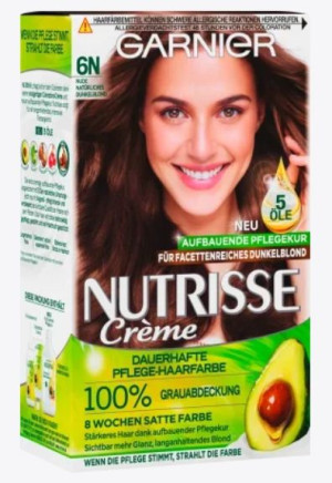 (DE) Garnier Nutrisse, 6N Nude Natürliches Dunkelblond, Farba do włosów (PR