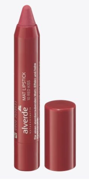 (DE) Alverde, Pomadka matowa, Red Kiss 10, 4ml (PRODUKT Z NIEMIEC)