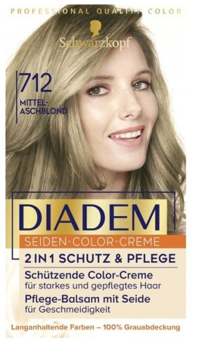 (DE) Diadem, Farba do włosów, popielaty blond 712, 180ml (PRODUKT Z NIEMIEC