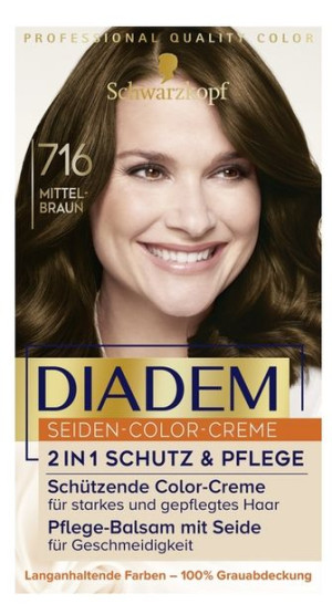 (DE) Diadem, Farba do włosów, średni brąz 716, 180ml (PRODUKT Z NIEMIEC)