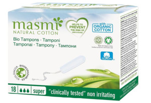 (DE) MasMI, Natural Cotton, Super, Tampony higieniczne, 18 sztuk (PRODUKT Z