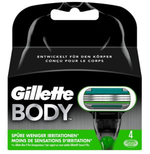 (DE) Gillette, Body, Wymienne ostrza, 4 sztuki (PRODUKT Z NIEMIEC)