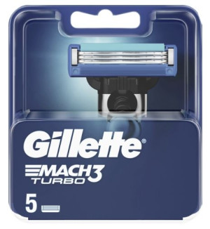 (DE) Gillette. Mach3 Turbo, Wymienne wkłady, 5 sztuk (PRODUKT Z NIEMIEC)