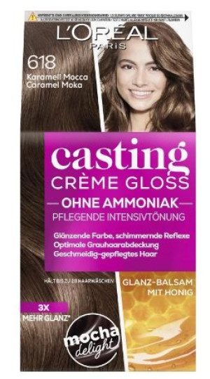 (DE) Loreal, Casting Creme Gloss, Farba do włosów, odcień 618 Karmel Mokka,