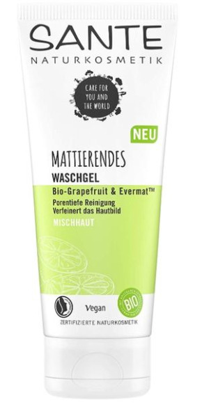 (DE) Sante, Żel do mycia twarzy matujący grejpfrut eco, 100 ml (PRODUKT Z N