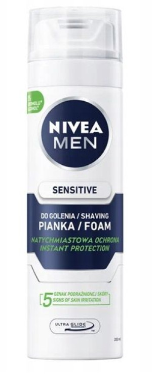 (DE) Nivea Men, Sensitve, Pianka do golenia, biała, 200ml (PRODUKT Z NIEMIE