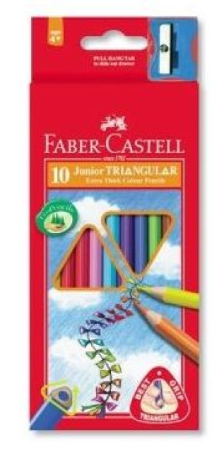 (DE) Faber-Castell, Kredki Jumbo trójkątne + temperówka, 10 sztuk (PRODUKT