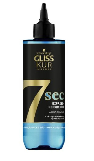 (DE) Gliss Kur, 7 sec Express-Repair, Aqua Revive, Kuracja do włosów,  200m
