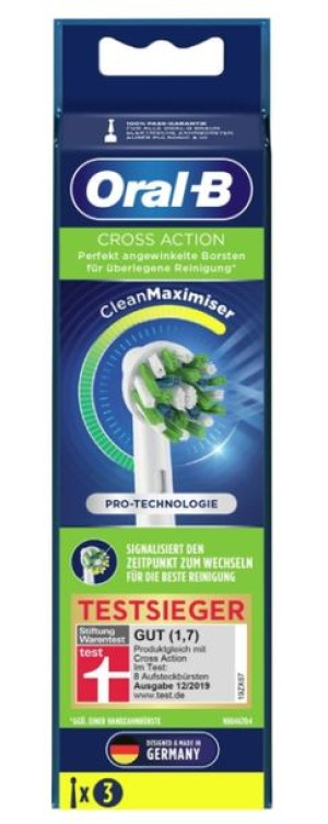 (DE) Oral-B, CrossAction CleanMaximiser, Wymienne końcówki, 3 sztuki (PRODU