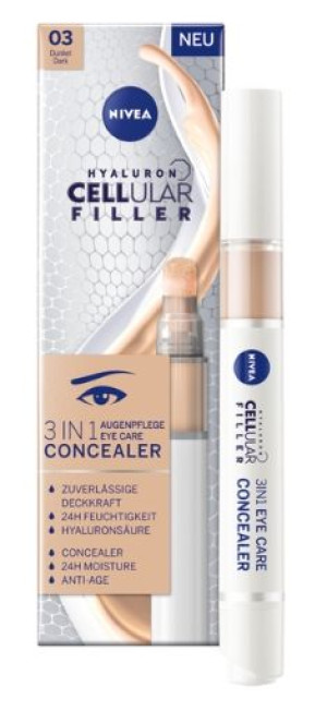 (DE) Nivea, Korektor pod oczy 3W1 03 Ciemny, 4ml (PRODUKT Z NIEMIEC)