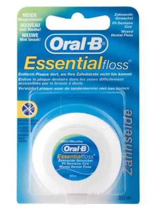 (DE) Oral-B, Essential Floss, Nić dentystyczna woskowana o smaku miętowym,