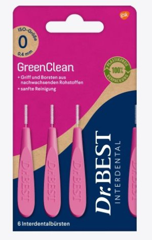 (DE) Dr.Best, Szczoteczki międzyzębowe GreenClean 0,4 mm ISO 0, 6 sztuki (P