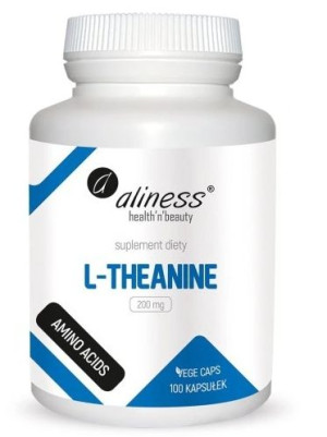 Aliness, L-Theanine 200mg, 100 kapsułek - Długi termin ważności!