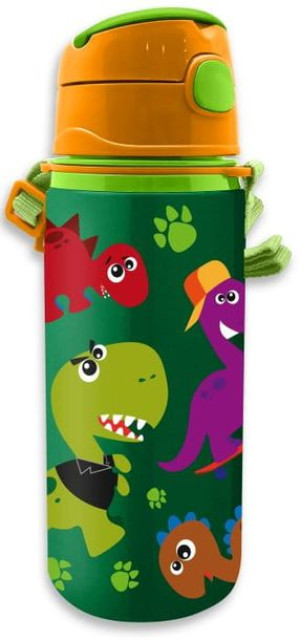 Bidon aluminiowy ze słomką 600ml Crazy Dino