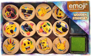 Zestaw drewnianych stempli Emoji Emotki 12 szt
