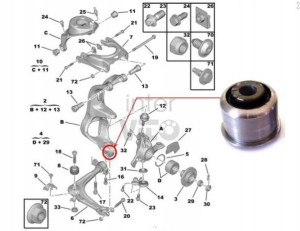 Tuleja wahacza przód 2250013 Citroen C5 Sasic