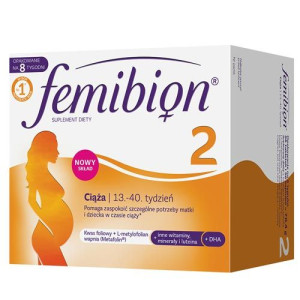 Femibion 2, Ciąża, 56 tabletek + 56 kapsułek - Długi termin ważności!