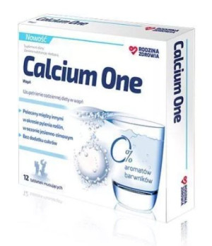 Rodzina Zdrowia, Calcium One, 12 tabletek musujących - Długi termin ważnośc