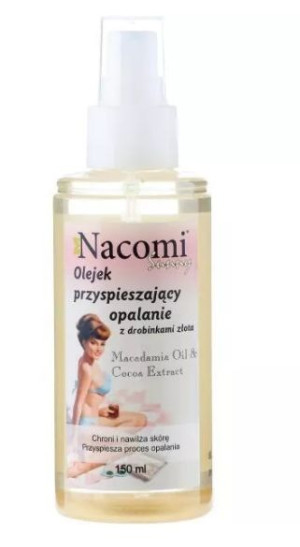 Nacomi, Olejek ze złotymi drobinkami, przyspieszający opalanie, 150 ml - Dł