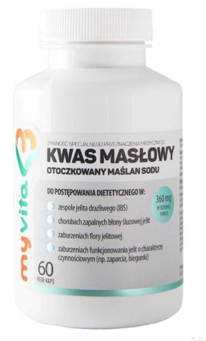 MyVita, Kwas masłowy, 60 kapsułek - Długi termin ważności!