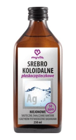 MyVita, Srebro koloidalne płaskocząsteczkowe 50ppm, 250 ml - Długi termin w