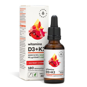 Witamina D3 (2000 IU) + K2mk7 + ekstrakt z kurkumy krople 30 ml - Data ważn