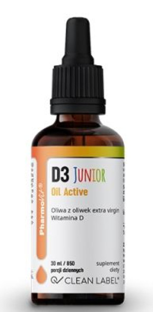 Pharmovit D3 Junior Oil Active Clean Label, 30 ml - Długi termin ważności!