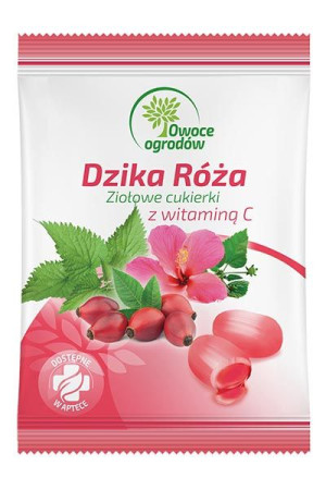 Owoce Ogrodów Ziołowe cukierki dzika róża z witaminą C 60g - Długi termin w
