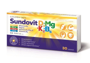 Sundovit D3 + Mg + K2 + B6, 30 tabletek - Długi termin ważności!