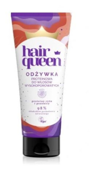 Hair Queen, Proteinowa odżywka do włosów wysokoporowatych, 200 ml - Długi t
