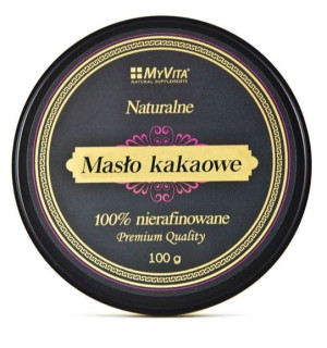 MyVita, Naturalne masło kakaowe, nierafinowane, 100g - Długi termin ważnośc