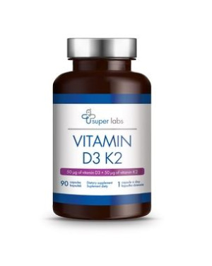 Super Labs, Vitamin D3 + Vitamin K2, 90 kapsułek - Długi termin ważności!