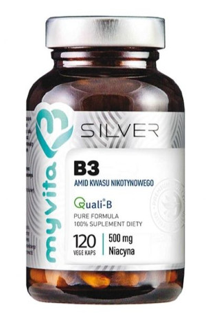 MyVita Silver, Witamina B3 amid kwasu nikotynowego, 120 kapsułek - Długi te