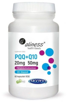 Aliness, PQQ 20mg + Q10 50mg, 60  kapsułek - Długi termin ważności!