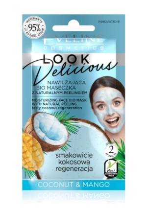 Eveline, Look Delicious, Nawilżająca maseczka kokosowa, 10 ml - Długi termi