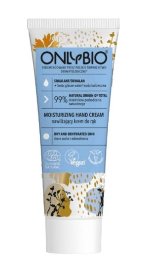 OnlyBio, Nawilżający krem do rąk, Skwalan, 75 ml - Długi termin ważności!