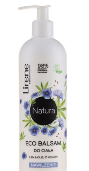 Lirene, Natura ECO, Balsam do ciała, Len&Olej z konopii, nawilżenie, 350 ml
