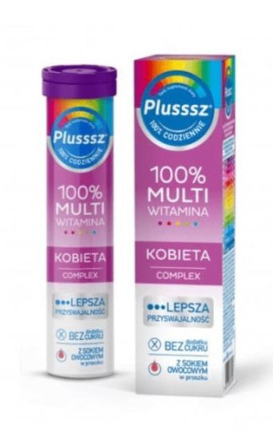 Plusssz 100% Multiwitamina, Kobieta Complex, 20 tabletek musujących - Długi