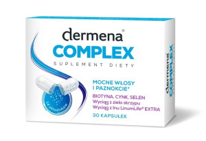 Dermena Complex, Ogranicza wypadanie i wspomaga odrastanie włosów, 30 kapsu