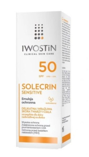 Iwostin Solecrin Sensitive, Emulsja ochronna, SPF 50+, 100 ml