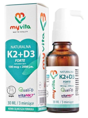 MyVita Silver, Witamina K2+D3 Forte, krople, 30 ml - Długi termin ważności!
