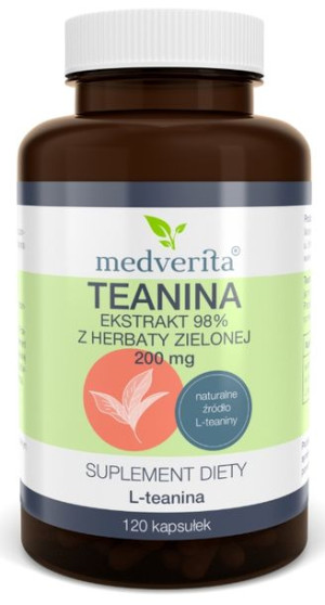 Teanina 200mg Ekstrakt 98% z zielonej herbaty 120 kapsułek - Długi termin w