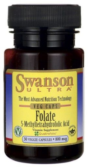 Swanson Folian Quatrefolic 800mcg 30 kapsułek - Długi termin ważności!